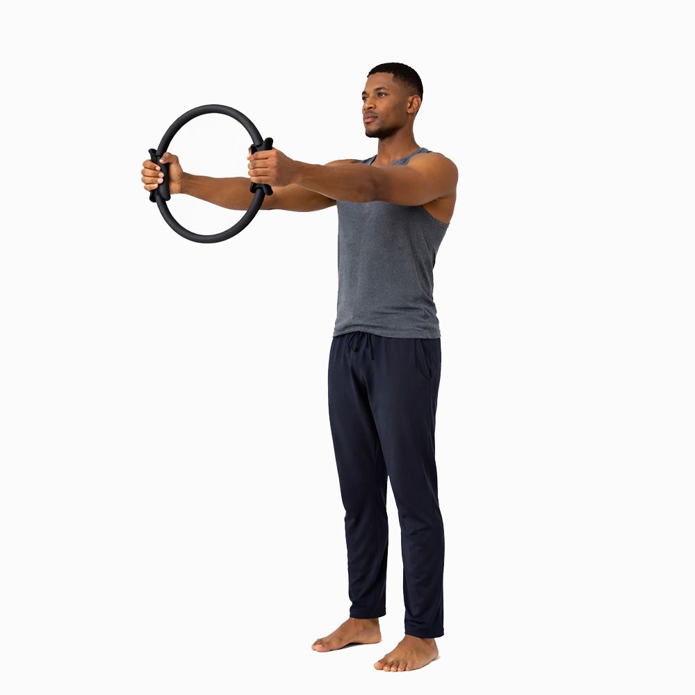 Anello Pilates Nero con Impugnature Ergonomiche Imbottite - 38cm