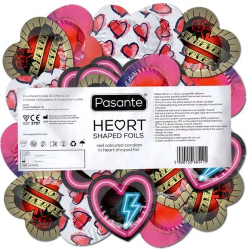 Pasante Cuori: preservativi rossi a forma di cuore.