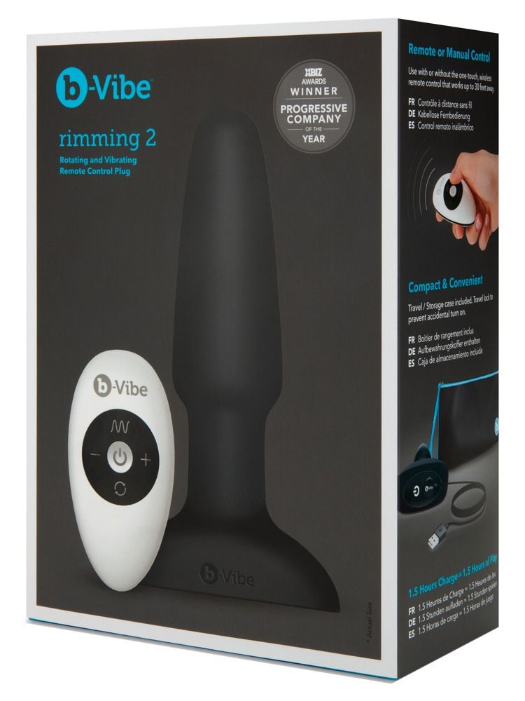 Vibratore anale nero con stelo scanalato e telecomando.