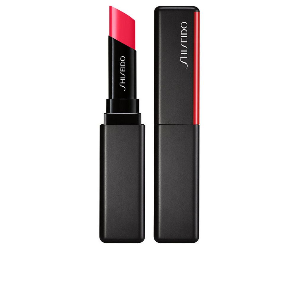 Rossetto rosso, astuccio nero, dettaglio rosso. Marchio Shiseido.