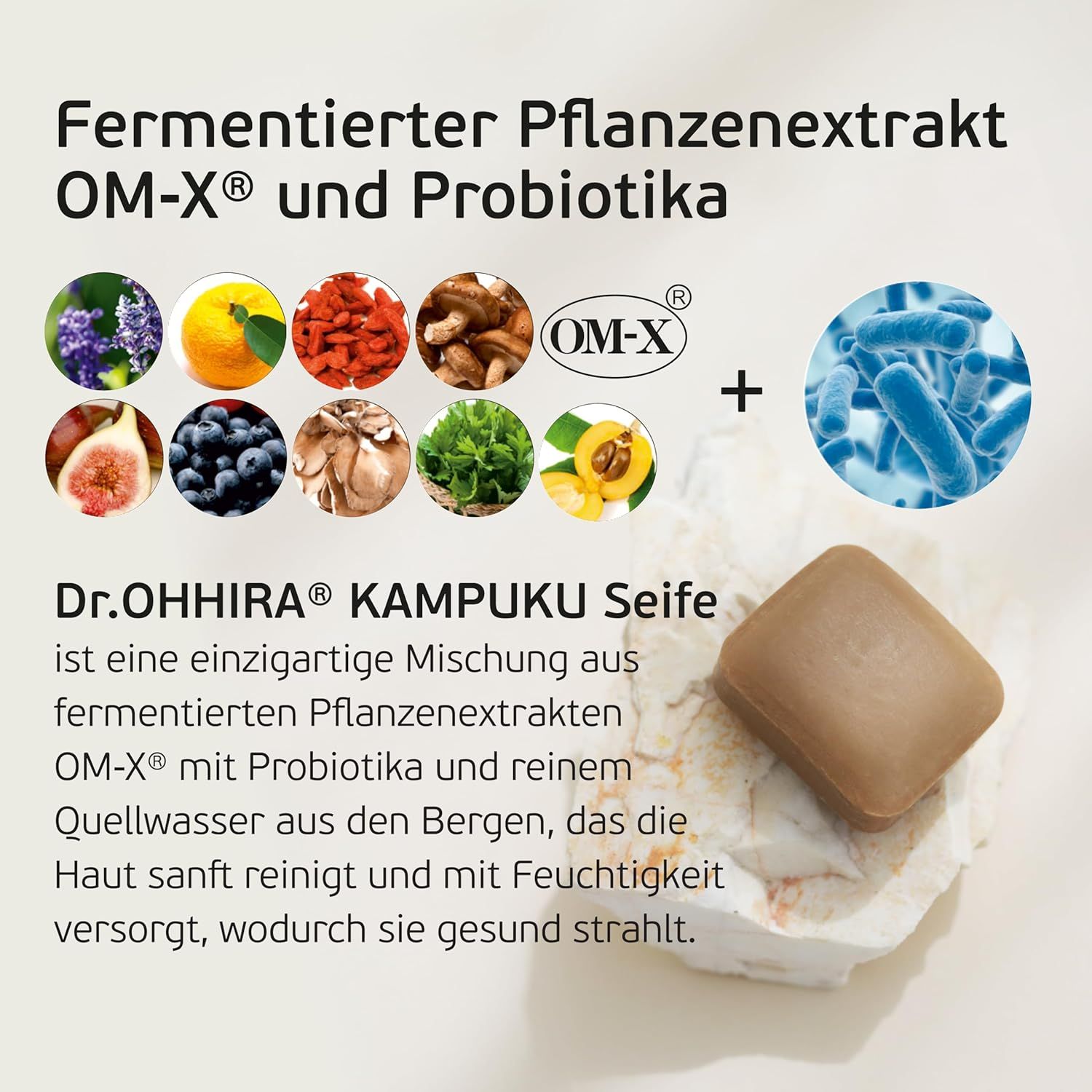 Estratto vegetale fermentato OM-X e probiotici per il sapone Dr. OHHIRA KAMPUKU.