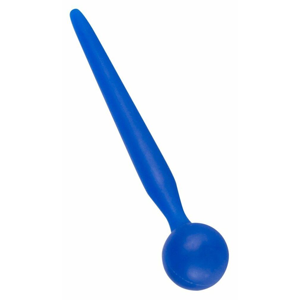 Tappo per pene blu. Composto da un gambo e una testa rotonda. In silicone.
