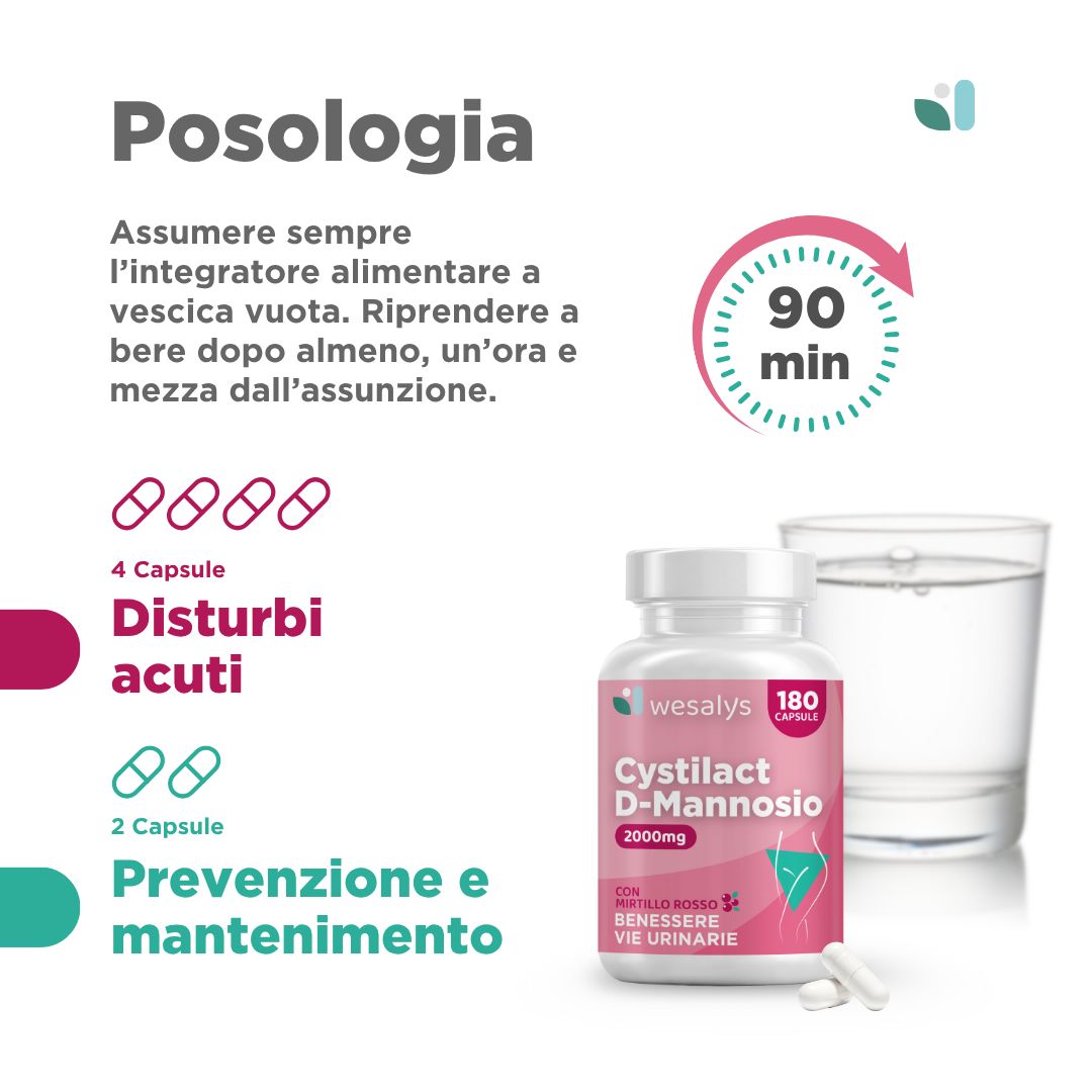 WESALYS® CYSTILACT D-Mannosio - Integratore cistite con D-mannosio per il Benessere Vie Urinarie