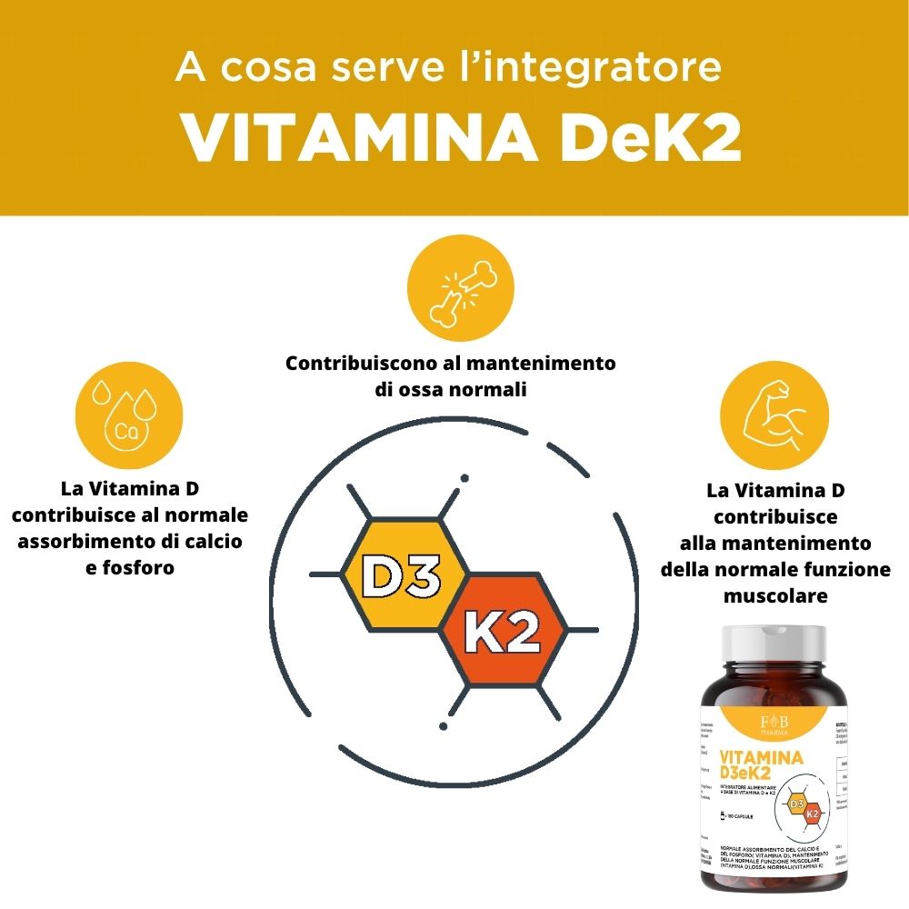 FB PHARMA - Vitamina D3 K2 Colecalciferolo Menachinone Ossa