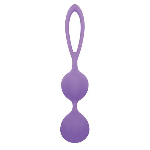 Palle di Kegel viola con un anello. Due palle sono collegate da un gambo.