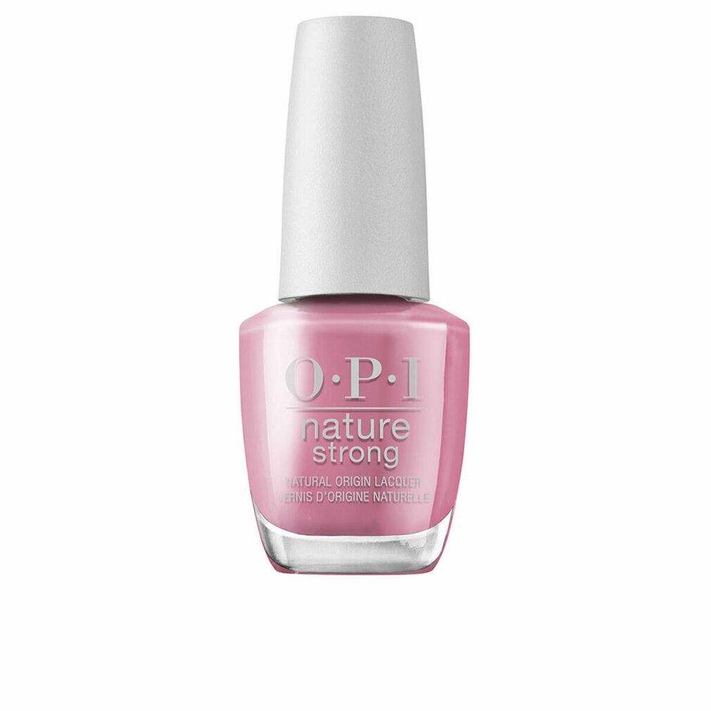 Smalto per unghie OPI Nature Strong. Flacone rosa con tappo bianco. Scritta: OPI, nature strong, Natural Origin Lacquer.