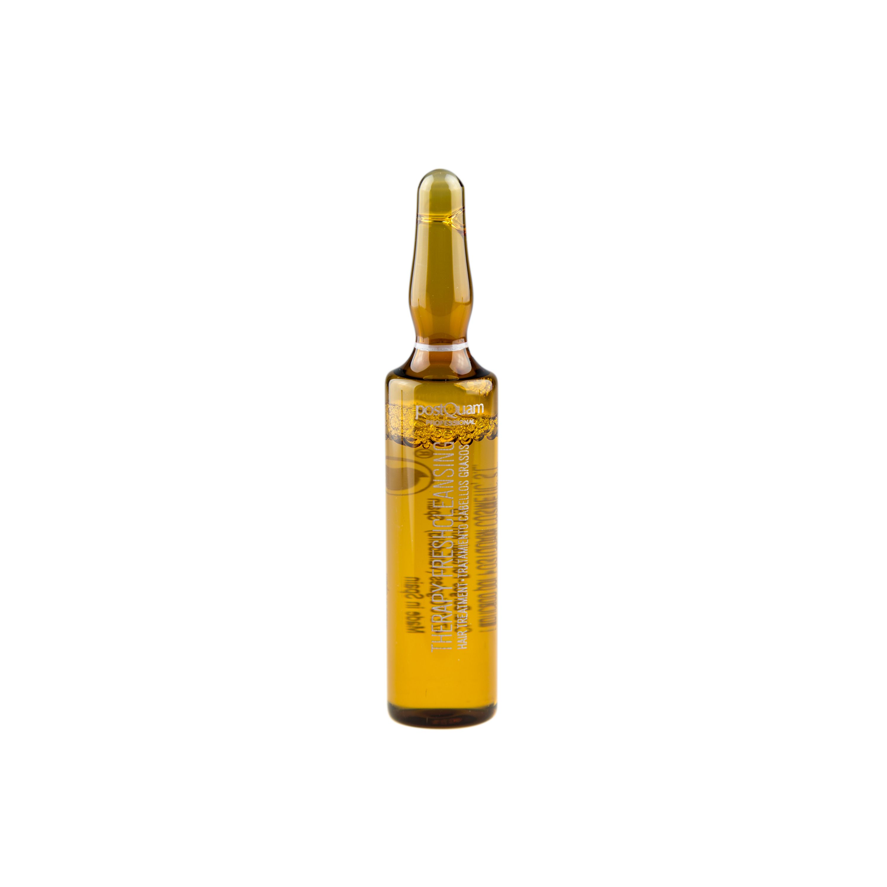 Fiala di vetro marrone con liquido giallo. Scritta: Therapy Fresh Cleansing.