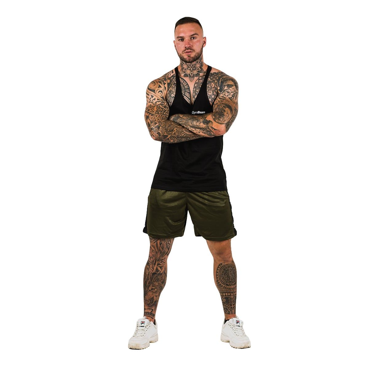 GymBeam Canotta uomo Stringer nera regular con taglio a Y sul retro