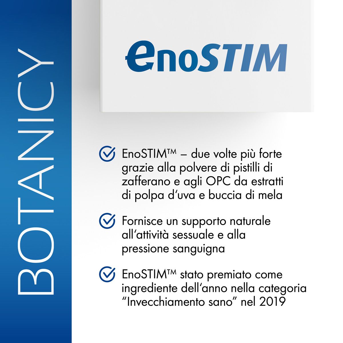 Testo con informazioni su EnoSTIM. Contiene informazioni su ingredienti e benefici.