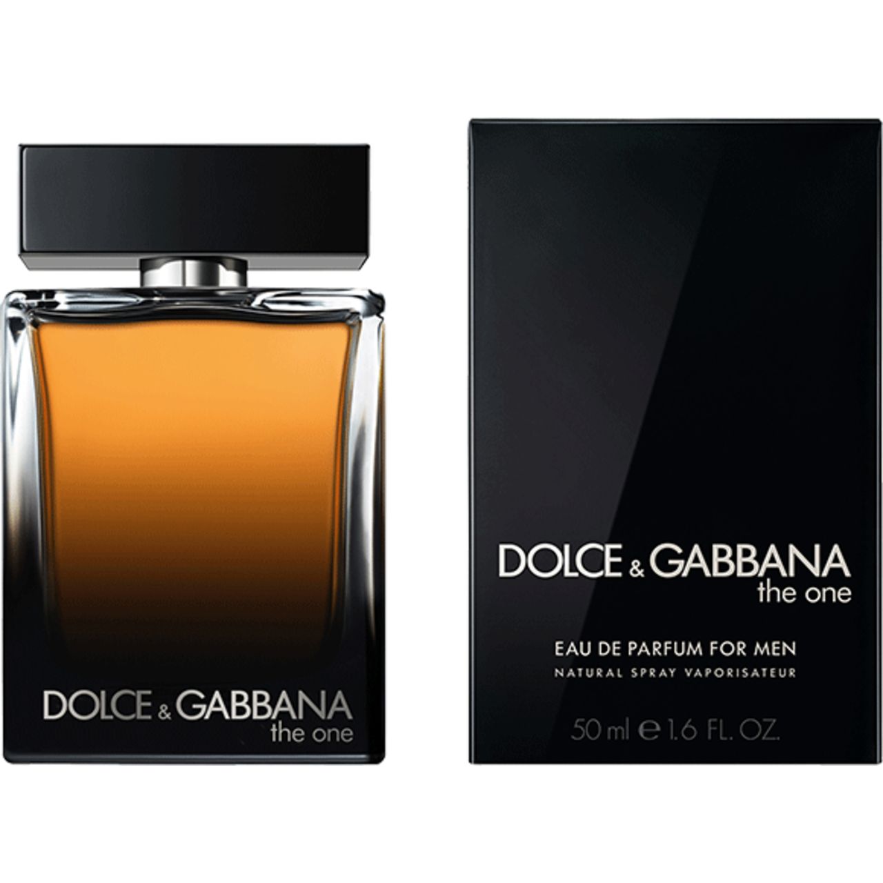 Flacone e confezione. Flacone: marrone, nero. Confezione: nera, bianca. Scritta: Dolce & Gabbana, The One.