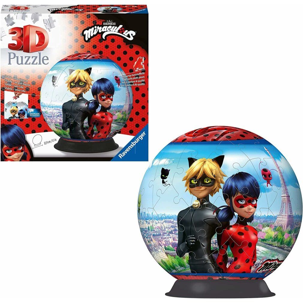 ravensburger Puzzleball Magic Marienkäfer e gatto nero 72 pezzi