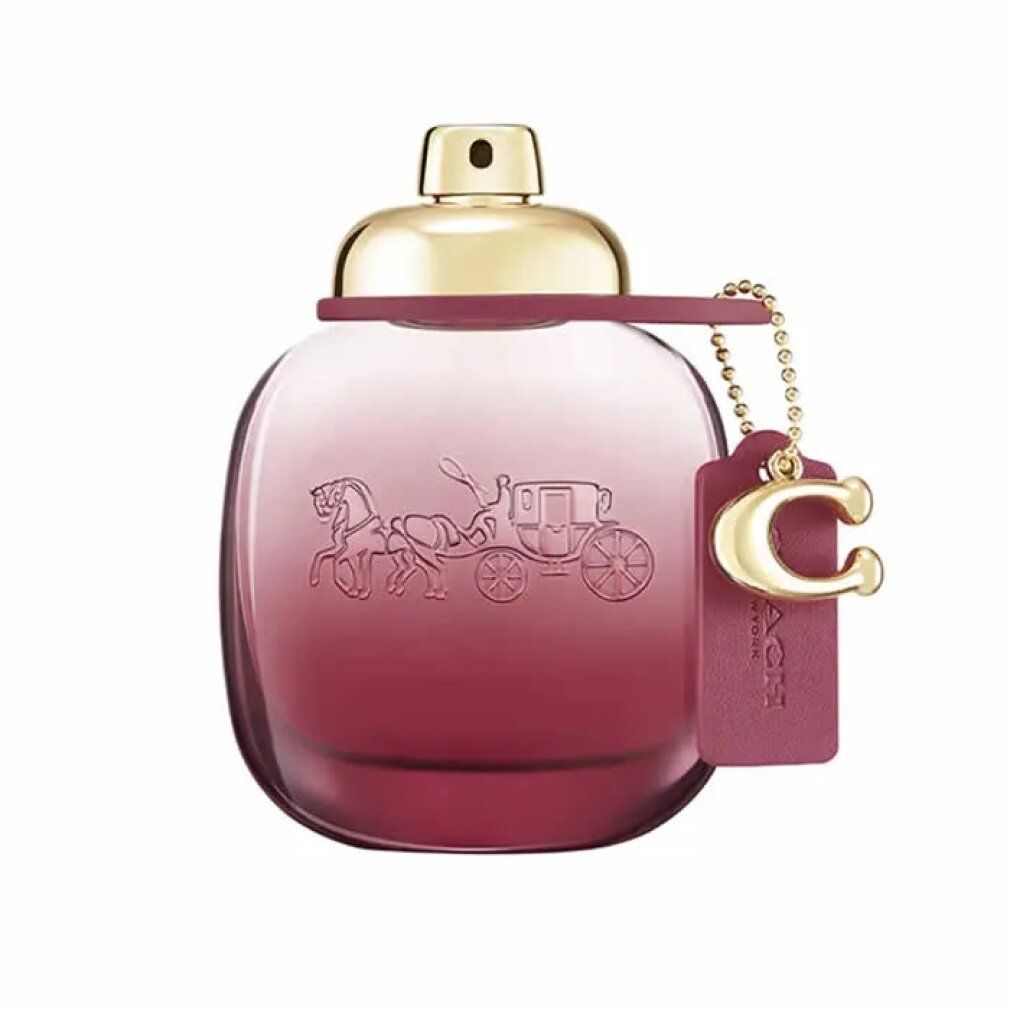 Flacone Coach Wild Rose Eau de Parfum con tappo dorato e ciondolo.