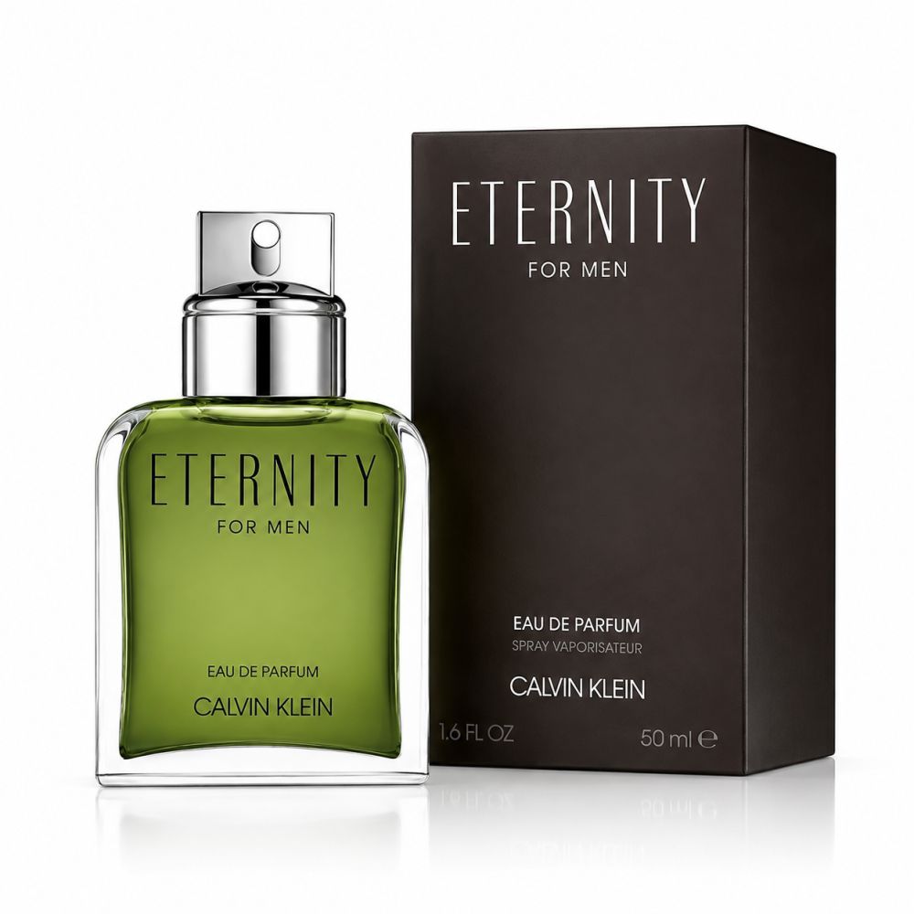 Flacone e scatola Calvin Klein Eternity for Men Eau de Parfum.