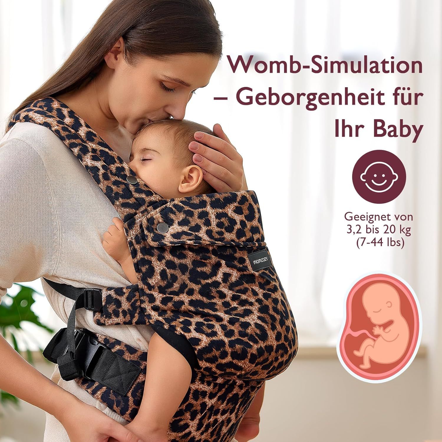 Momcozy Marsupio per Bambini Leggero e Traspirante Leopardato
