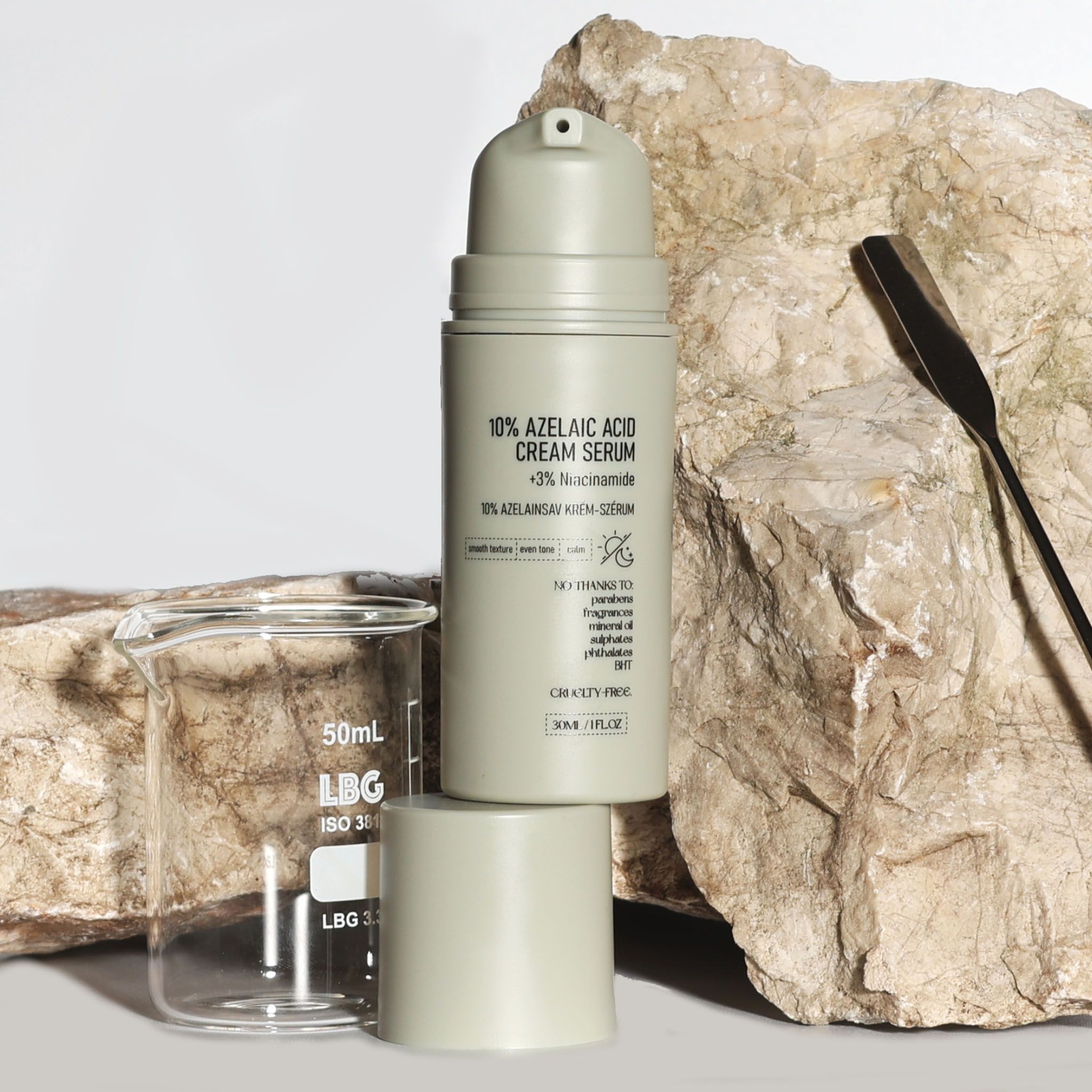10% Azelaic Acid Cream-Serum, flacone da 30ml, con contagocce.