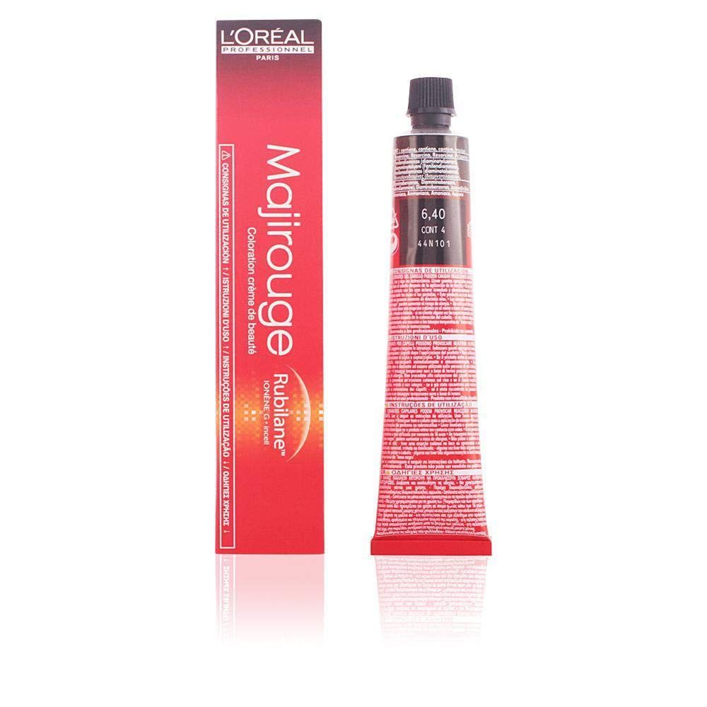 Colorazione per capelli e confezione. Prodotto: Majirouge. Tonalità: 6,40. Confezione rossa con informazioni.