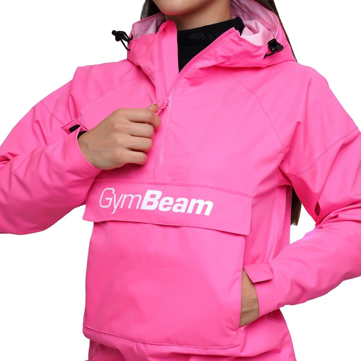 GymBeam Giacca impermeabile Smock da donna regular Fuchsia con cappuccio