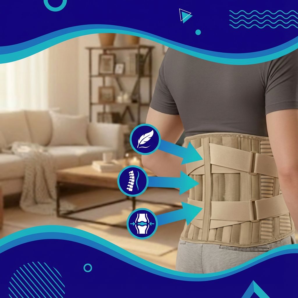 Fascia lombare sulla schiena di una persona. Frecce indicano il supporto.