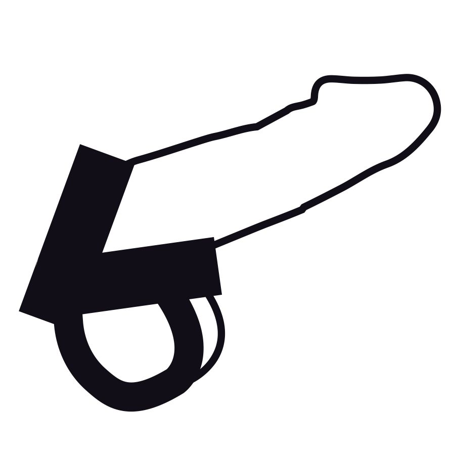 Silhouette di un harnais per pene nero.