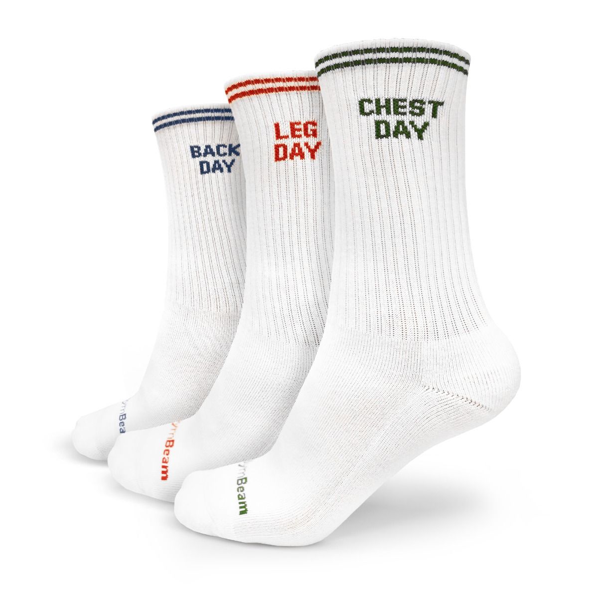 GymBeam Calze unisex GymRat 3Pack White a tre quarti senza cuciture