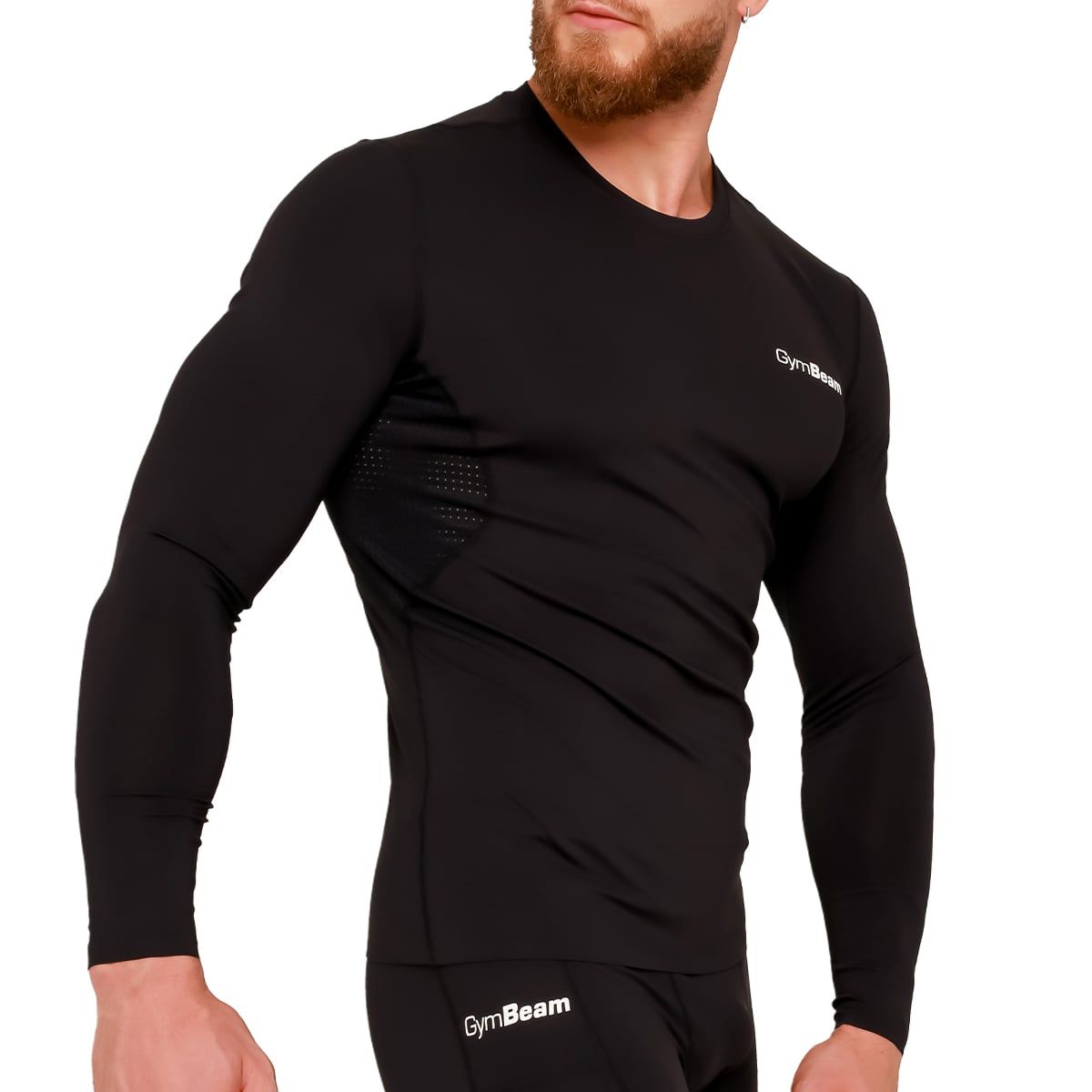 GymBeam T-shirt uomo a maniche lunghe alta compressione Black