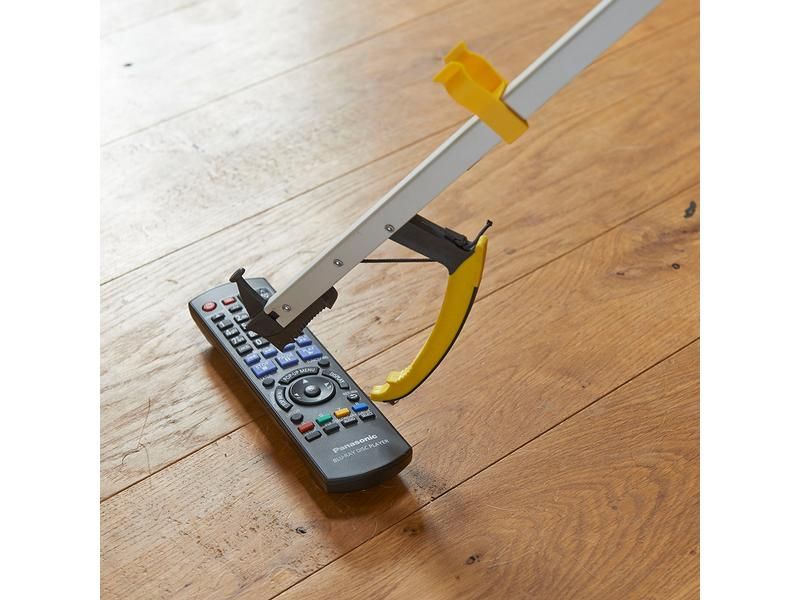 Pinza tiene telecomando. Impugnatura giallo-nera, asta argentata. Telecomando nero.