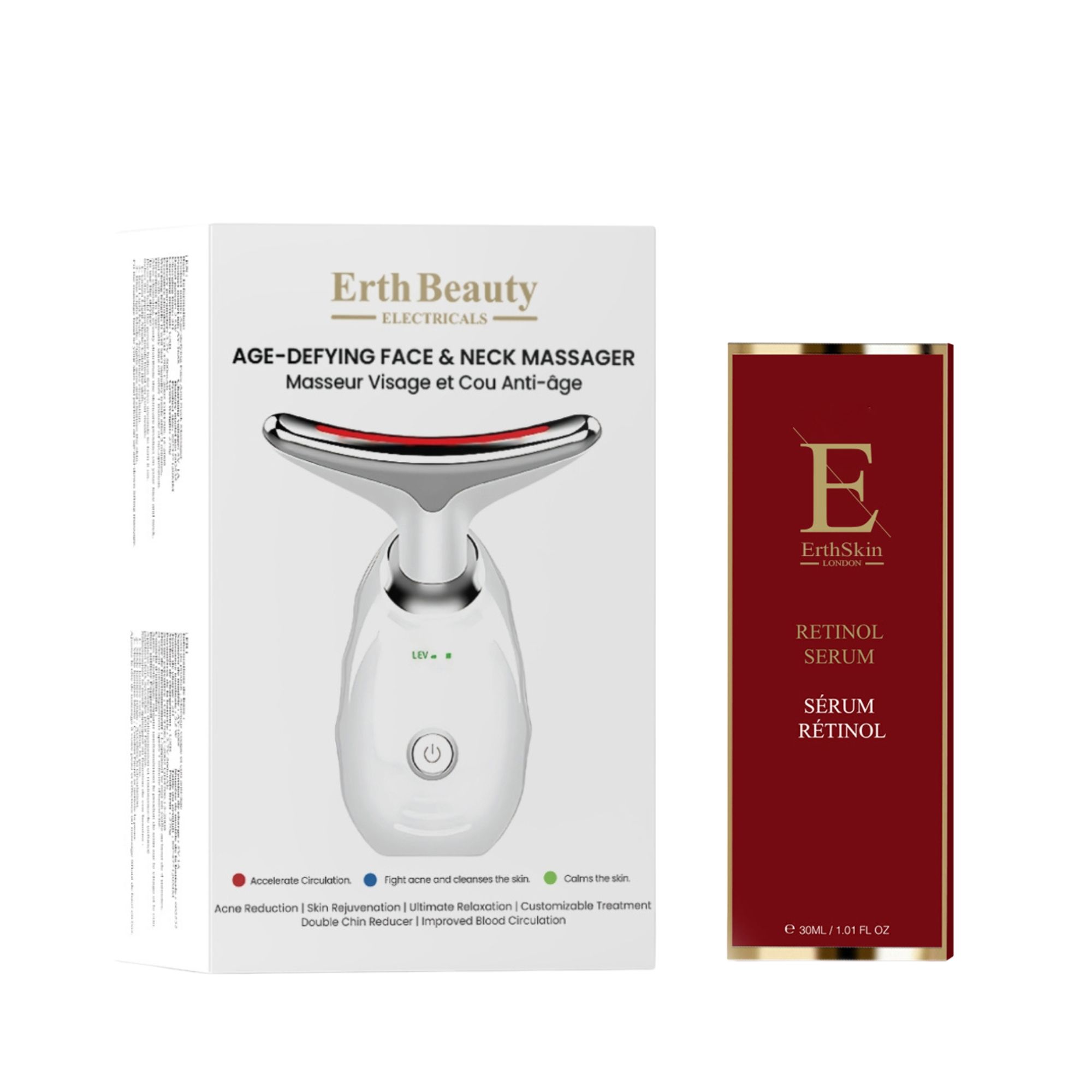 ErthSkin London Massaggiatore Viso Collo Duo Retinolo