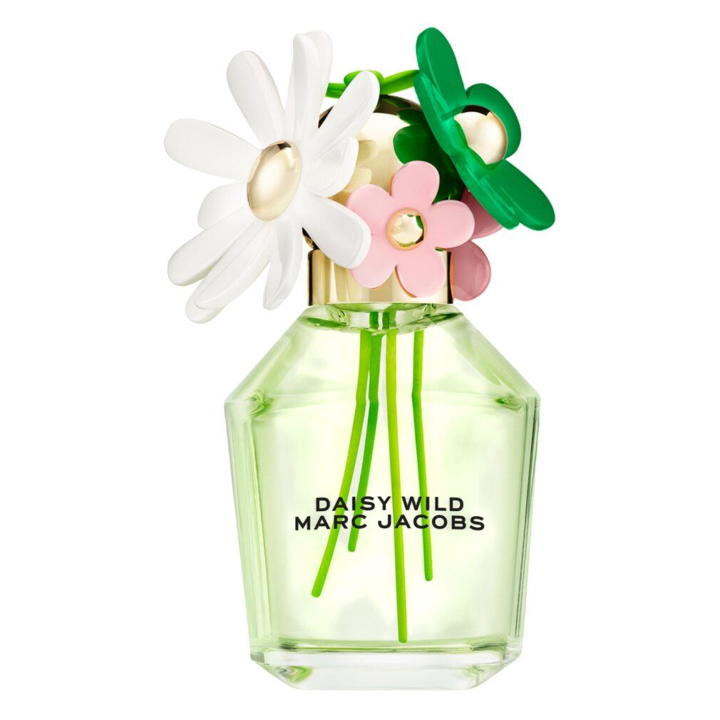Flacone Marc Jacobs Daisy Wild Eau de Parfum con tappo floreale.