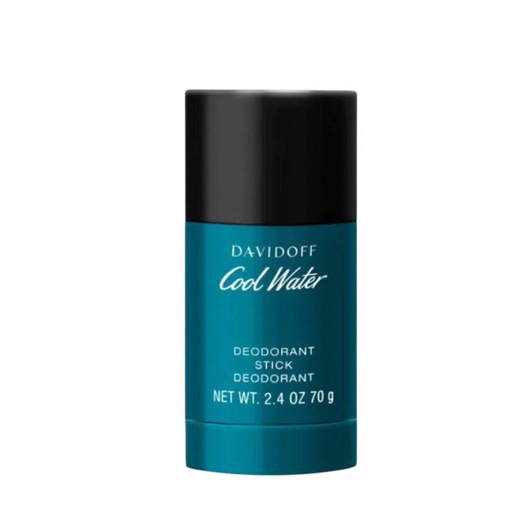 Stick deodorante DAVIDOFF Cool Water. Confezione blu-nera. Scritta Cool Water. Contenuto netto 2.4 OZ 70 g.