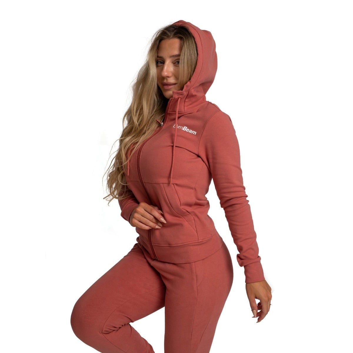 GymBeam Felpa donna Limitless Cinnamon con cappuccio e zip regular