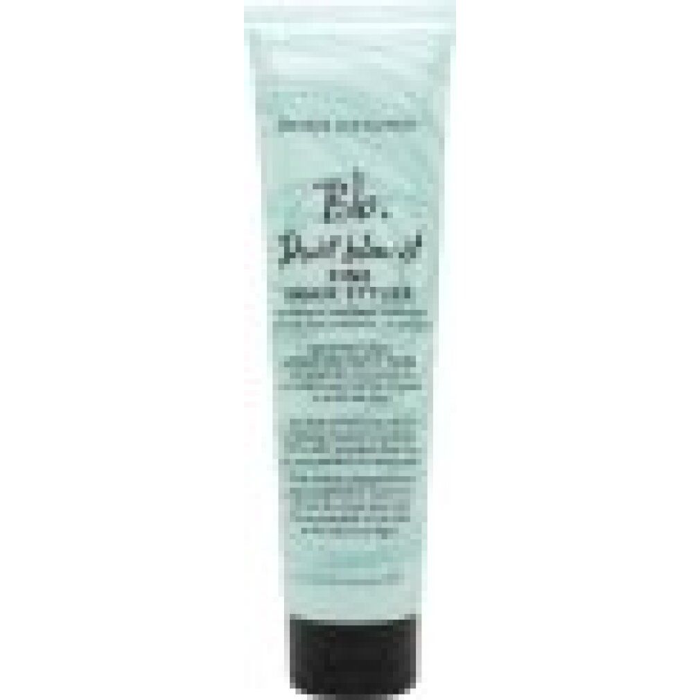 Tubo verde chiaro con tappo nero. Scritta: Bumble and bumble, Bb. Don't blow it, Fine Hair Styler.