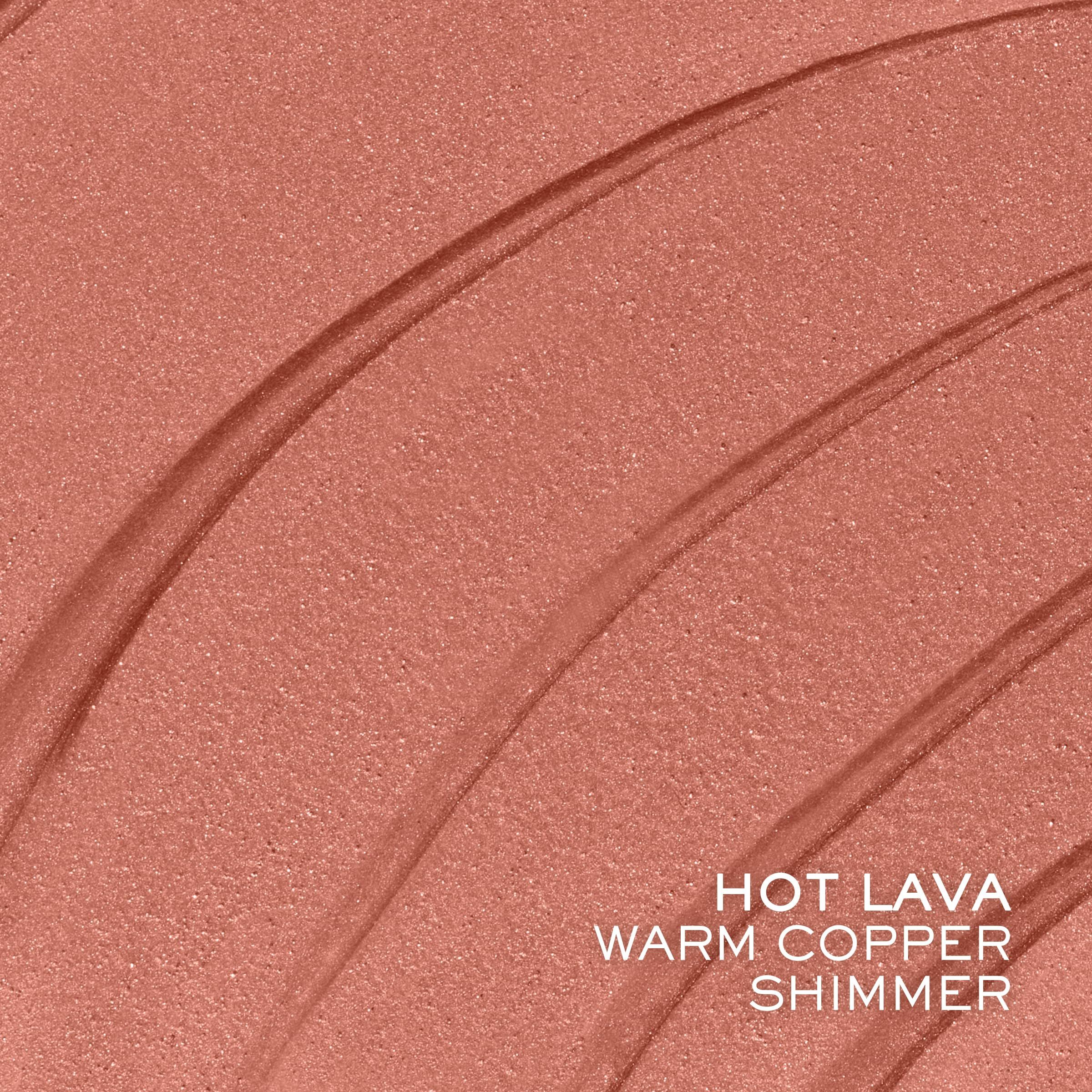 Campione di Lancôme Fard liquido a tinta unita 03 Lava calda. Warm Copper Shimmer. Tonalità shimmer.