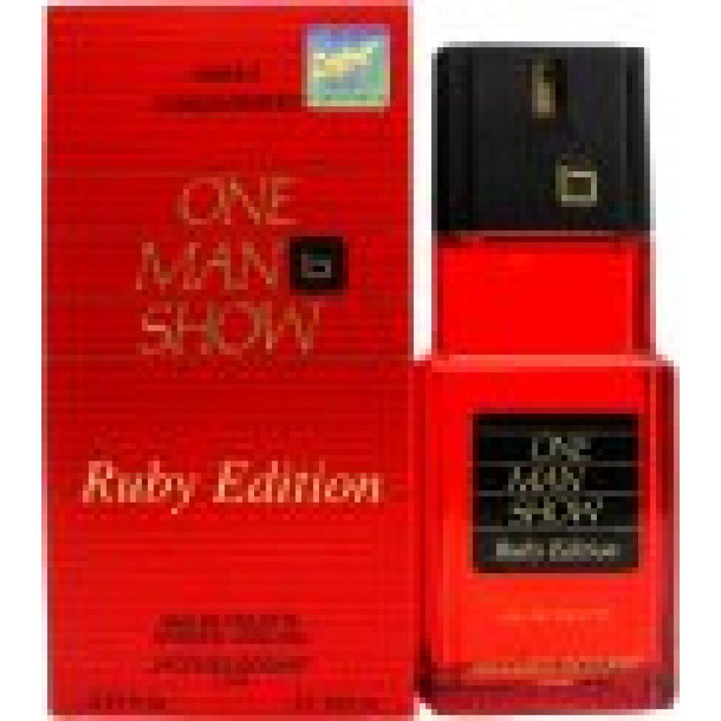 Scatola e flacone rossi. Scritta "ONE MAN SHOW Ruby Edition". Flacone con tappo nero.