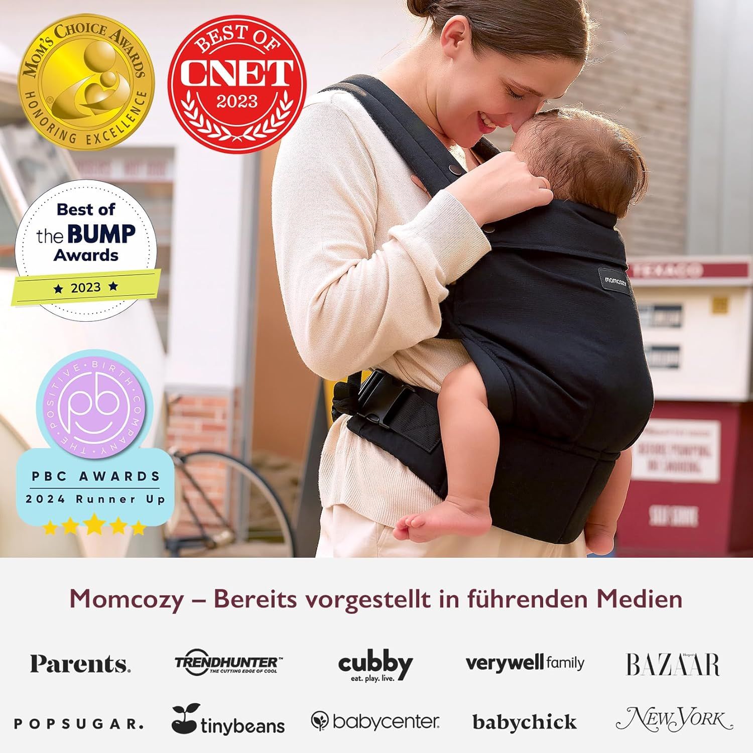 Momcozy Marsupio per Bambini Leggero e Traspirante Nero