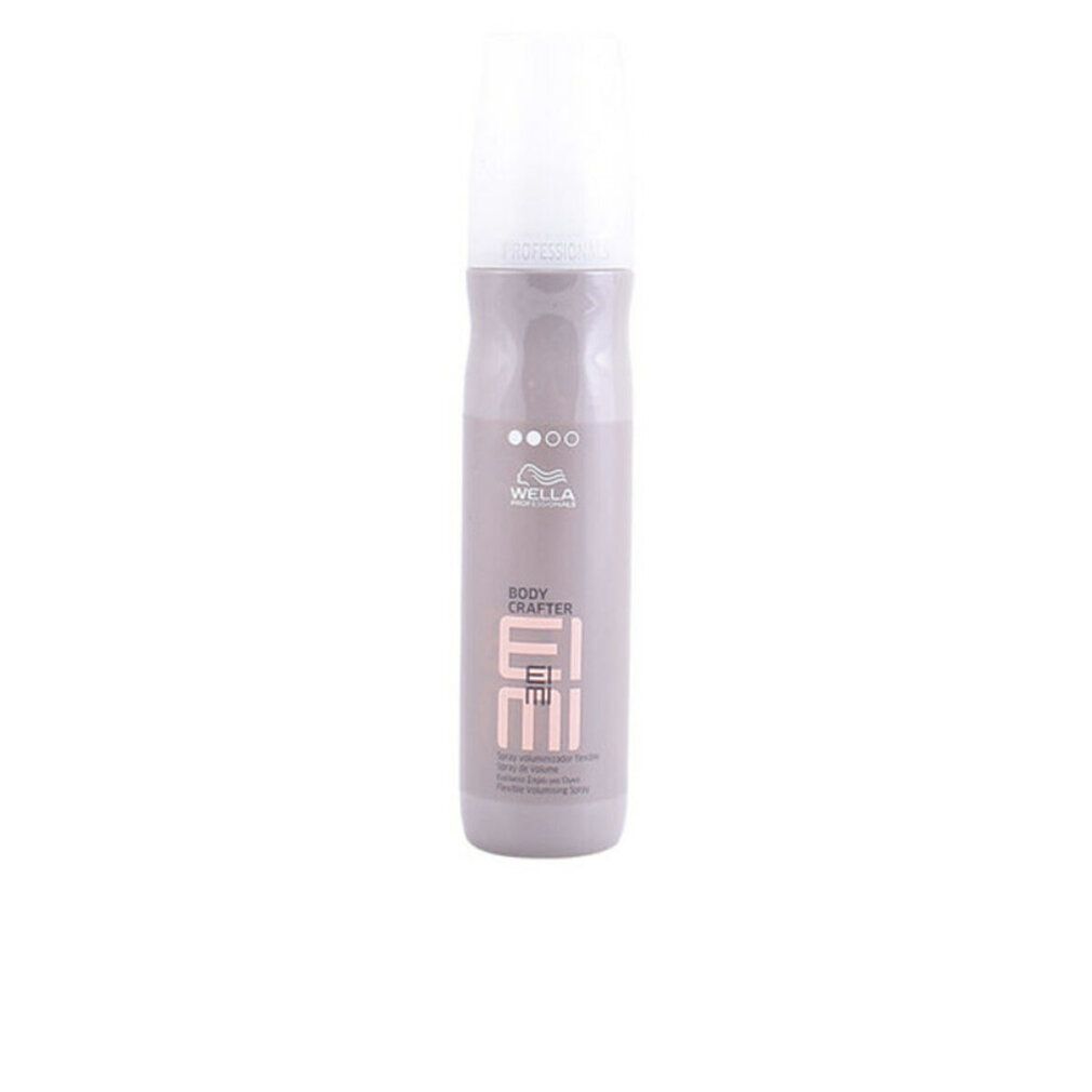 Flacone spray con tappo bianco. Scritta: Wella Eimi Body Crafter.