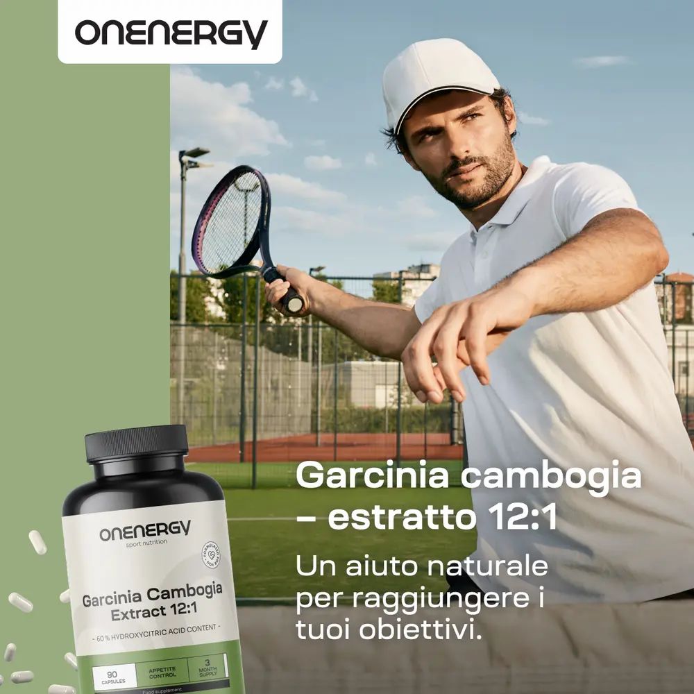 Flacone di estratto di Garcinia Cambogia OnEnergy 12:1, 90 capsule, alimentare.