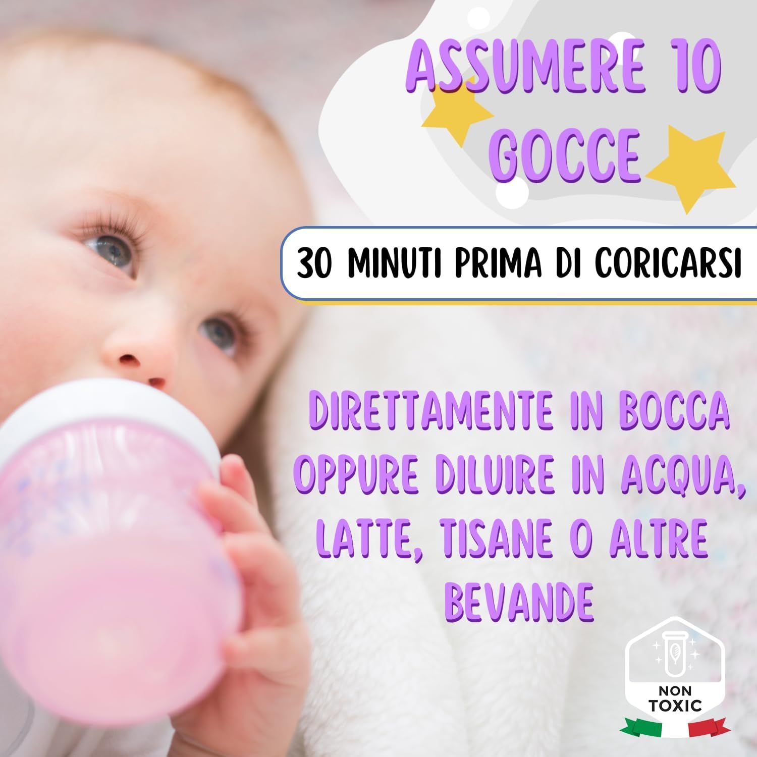 melatonina per bambini calmante Tripla Azione cammomilla e Melatonina per Dormire,ìliquida neonati