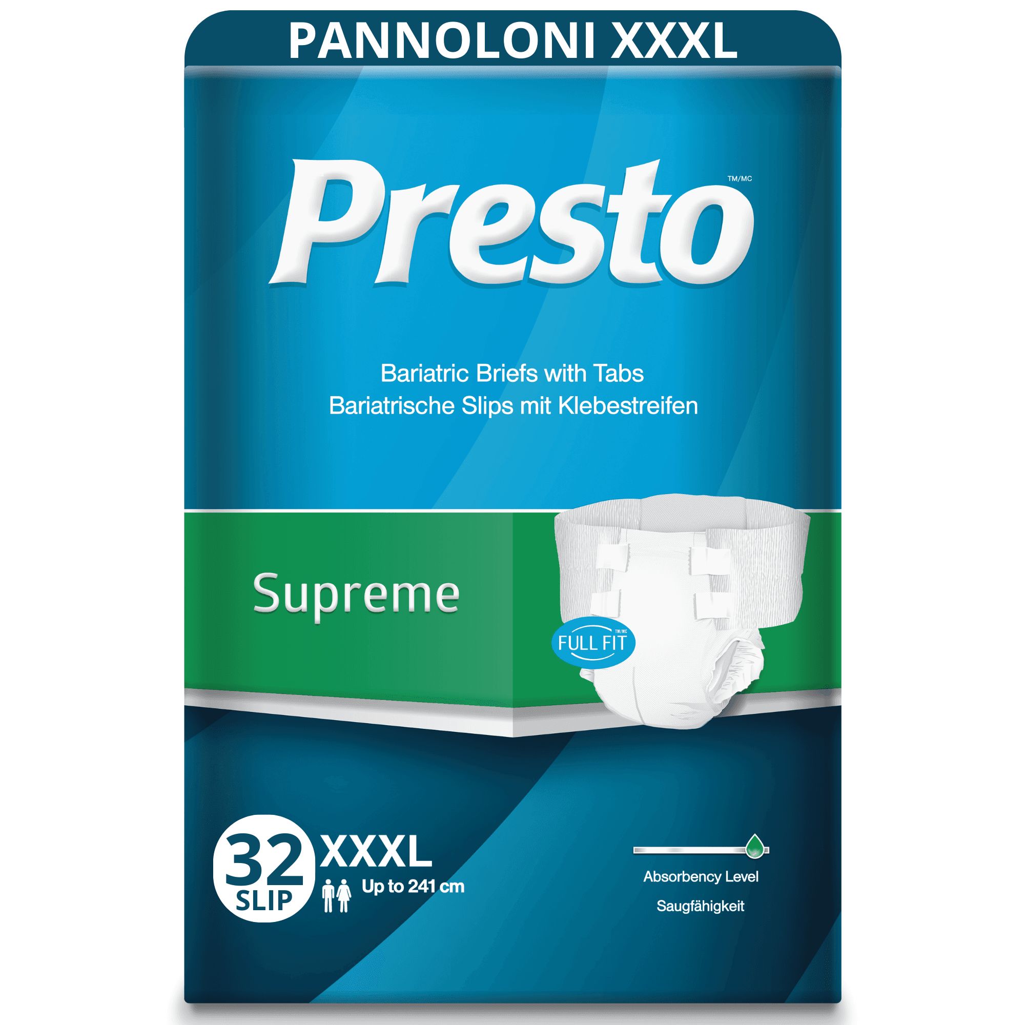 Presto Pannoloni Bariatrici per Incontinenza XXXL, 4 Confezioni