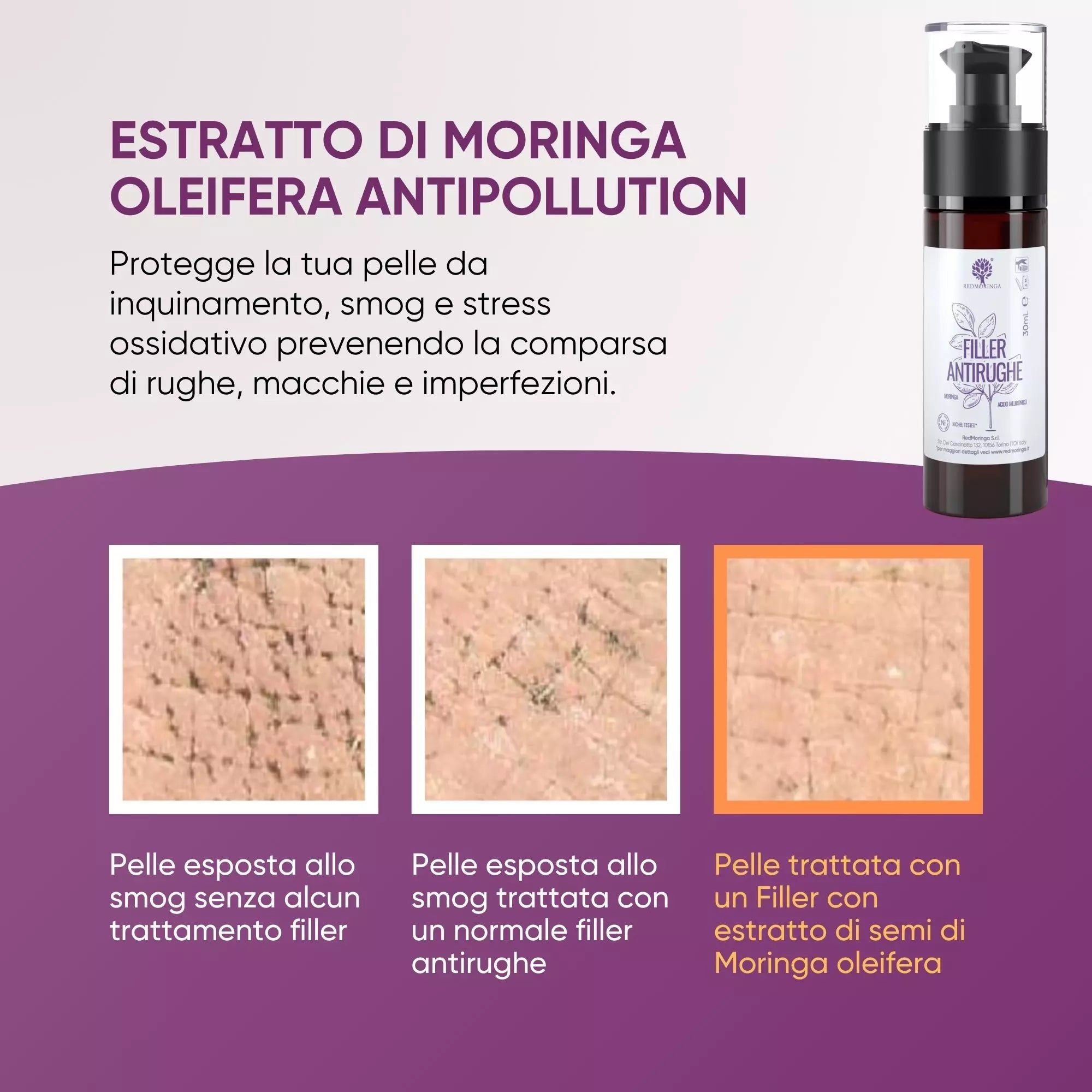 RedMoringa Siero Antirughe Effetto Filler Immediato con Acido Ialuronico e Moringa