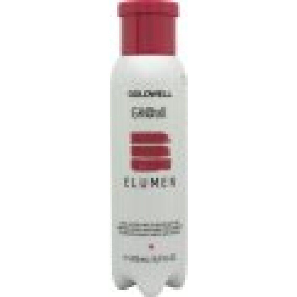 Flacone Goldwell Elumen. Flacone bianco, tappo rosso, testo: GK@all, Elumen. Prodotto per colorazione capelli a lunga durata.
