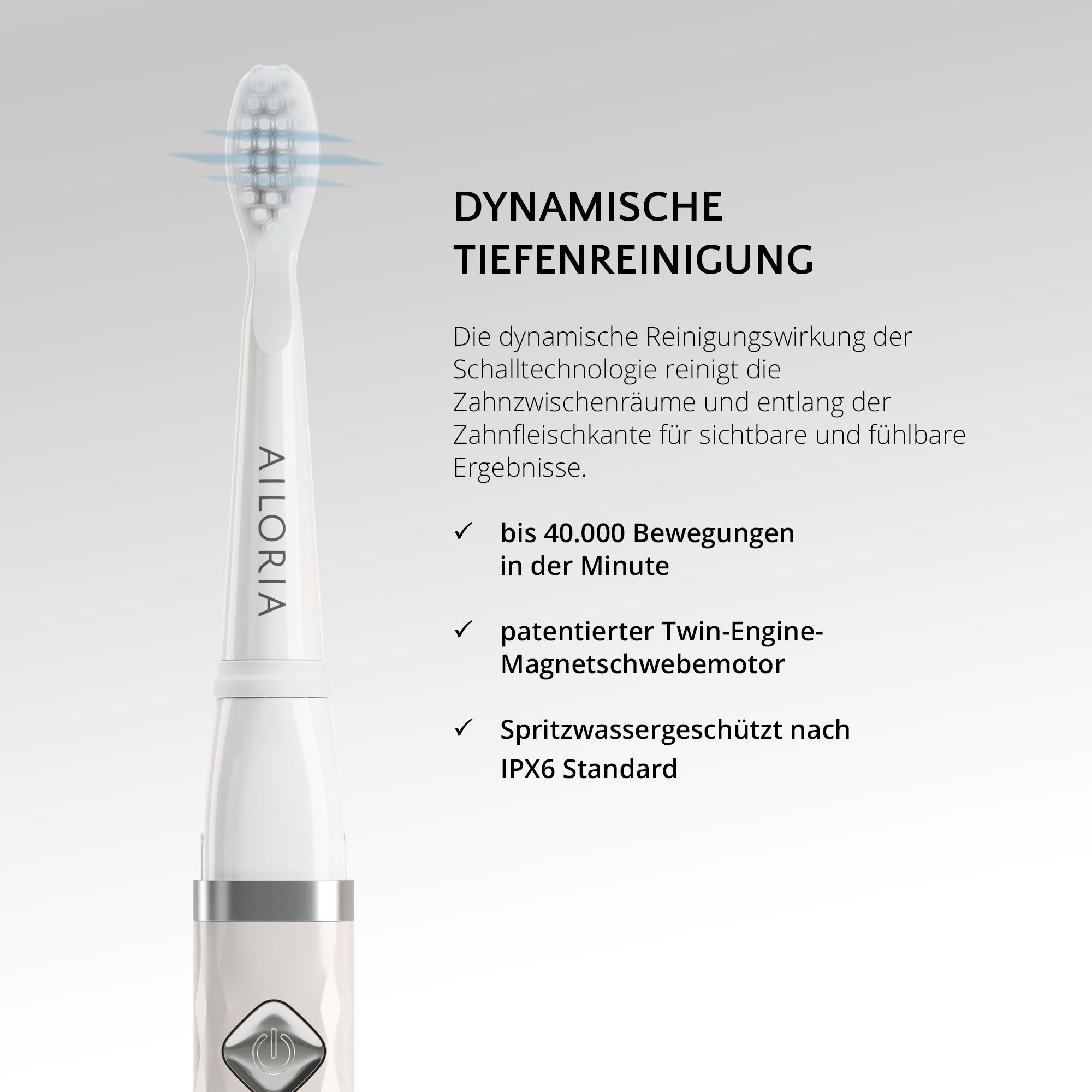 Spazzolino con pulizia profonda dinamica. Fino a 40.000 movimenti/minuto. IPX6.