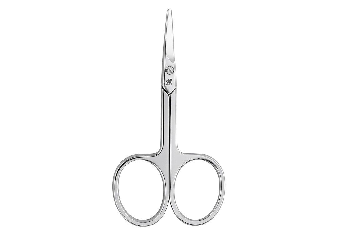 Forbicine per unghie per neonati lucidate in acciaio inox, lame curve e punta arrotondata.