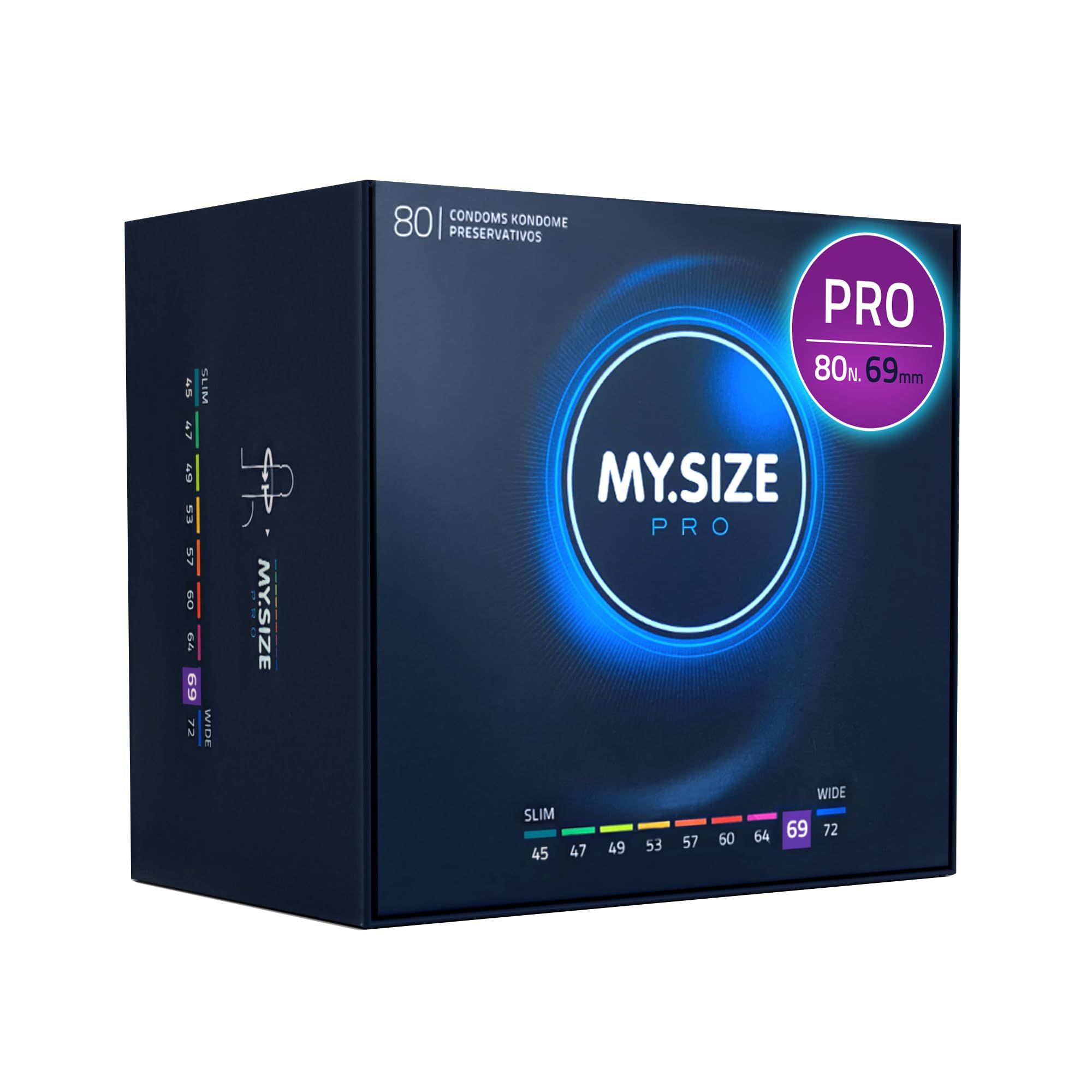 Confezione di preservativi My.Size Pro, 80 pezzi, misura 69 mm.