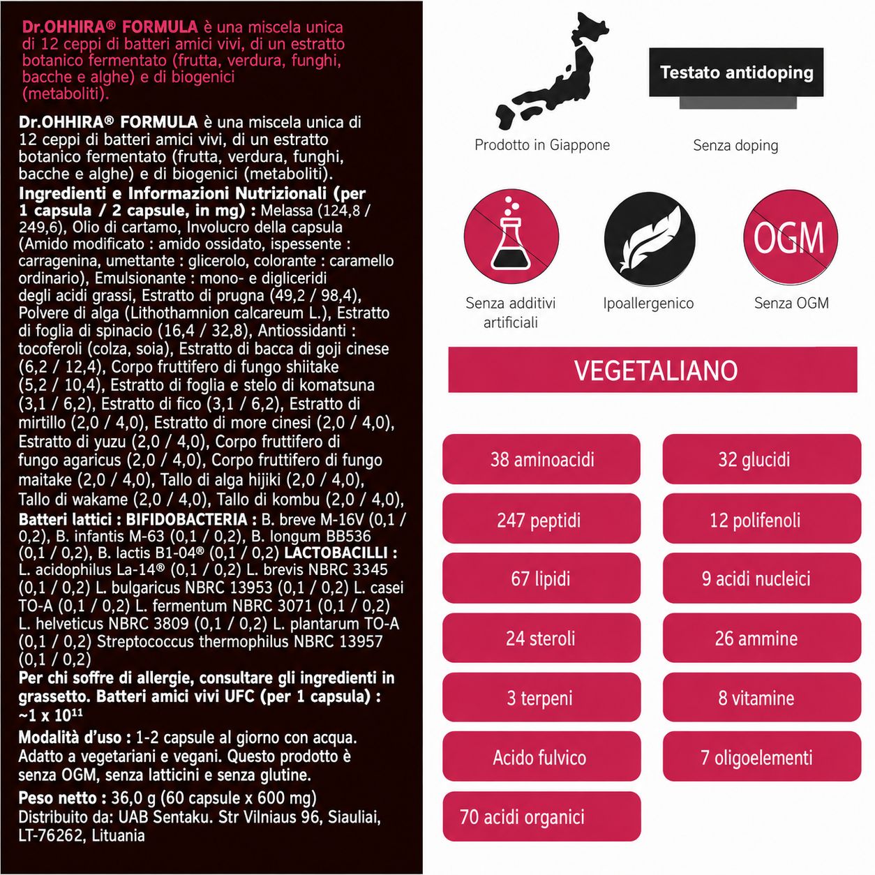 Dr. OHHIRA Probiotici Deluxe Cura Intestinale 5 Anni