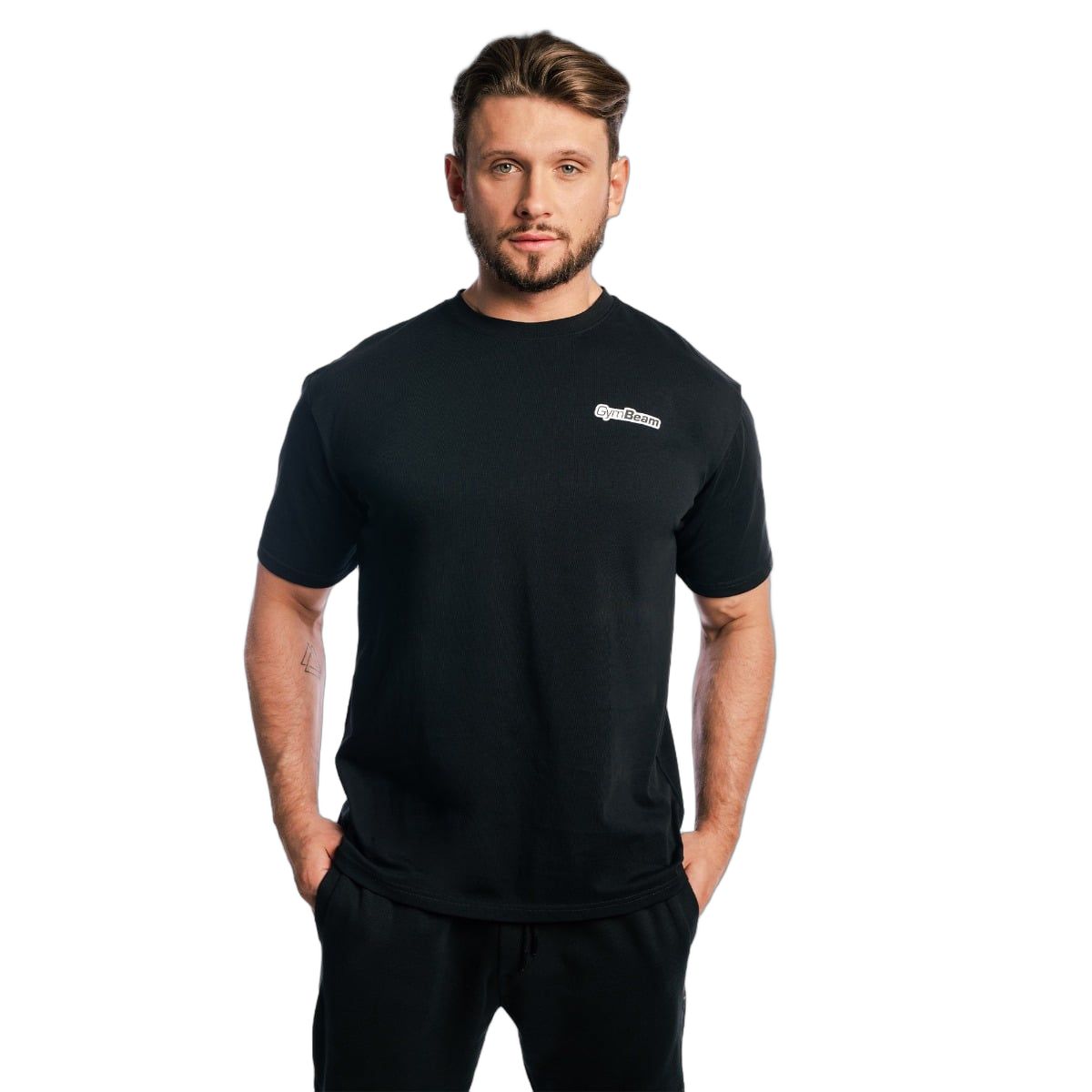 GymBeam T-shirt uomo oversize in cotone a manica corta Zone Black