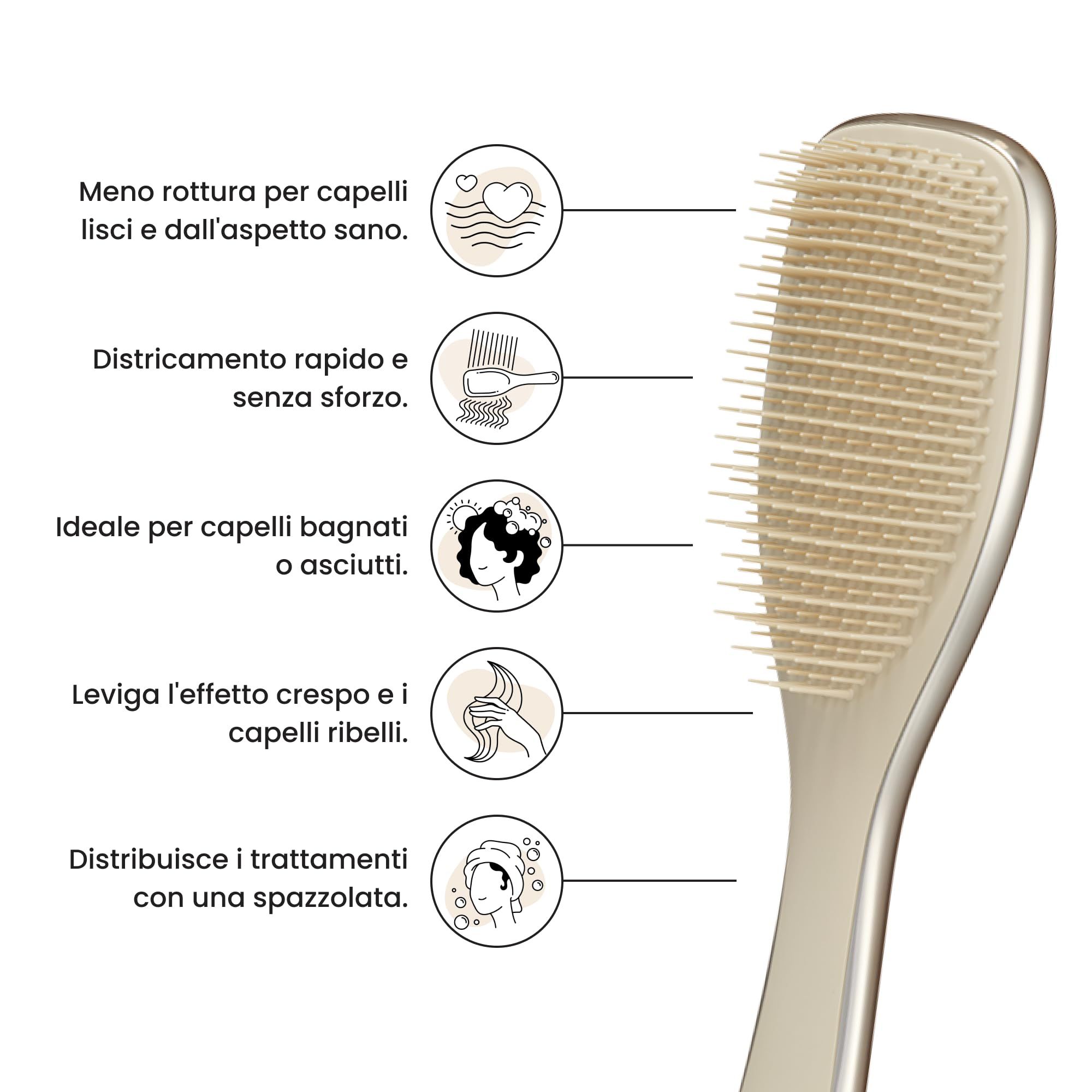 Tangle Teezer Ultimate Detangler Spazzola per capelli lisci e ricci Chrome Neo Gold.