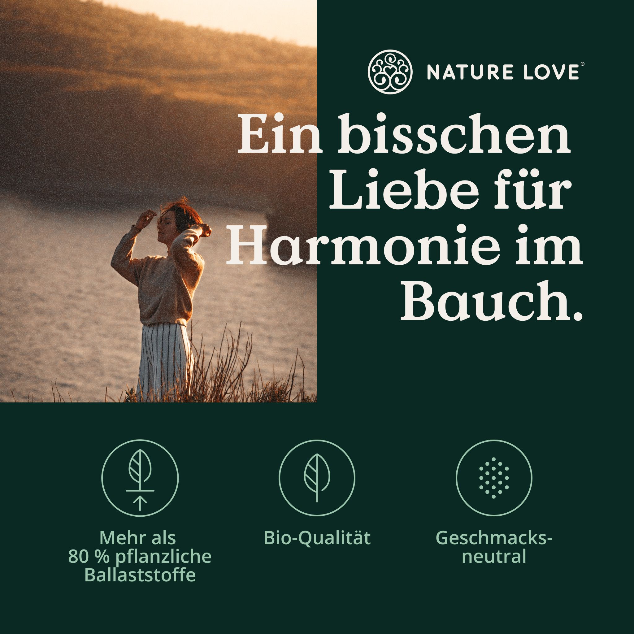 NATURE LOVE Fibra di acacia bio in polvere: oltre 80% di fibre, qualità bio, insapore.