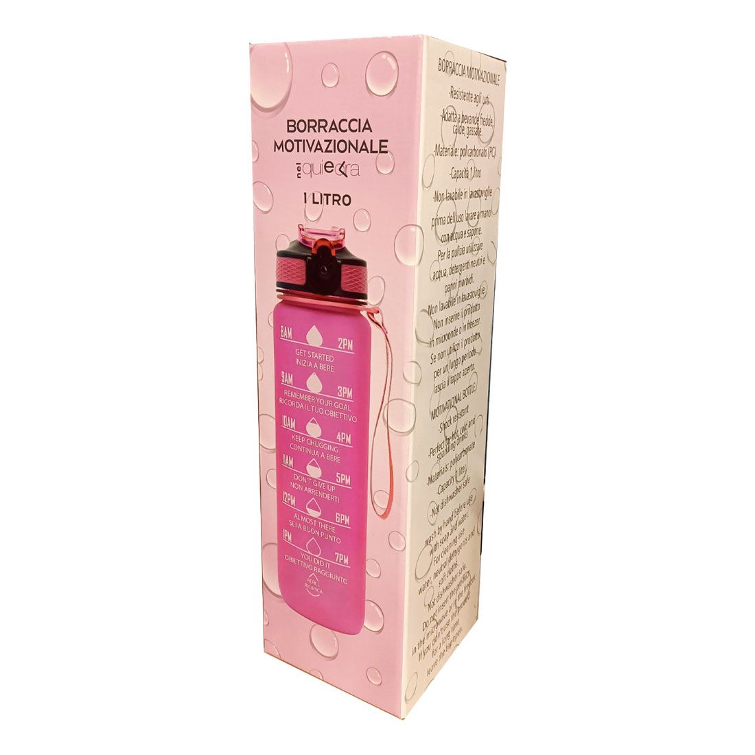 FITPADDY - Borraccia Motivazionale 1 litro - rosa fuxia