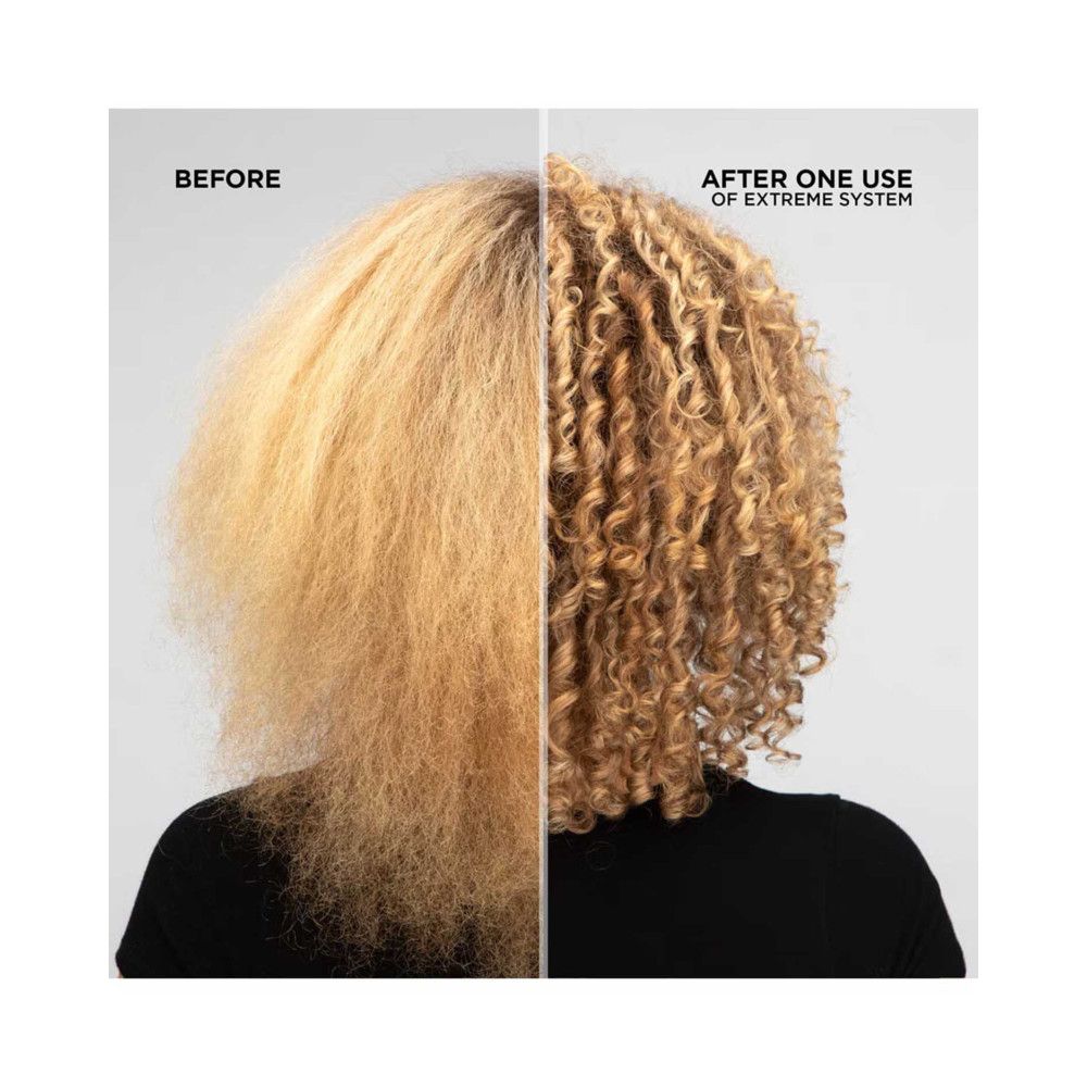 Confronto dei capelli prima e dopo l'uso. Sinistra: capelli secchi, non curati. Destra: capelli ricci, curati.