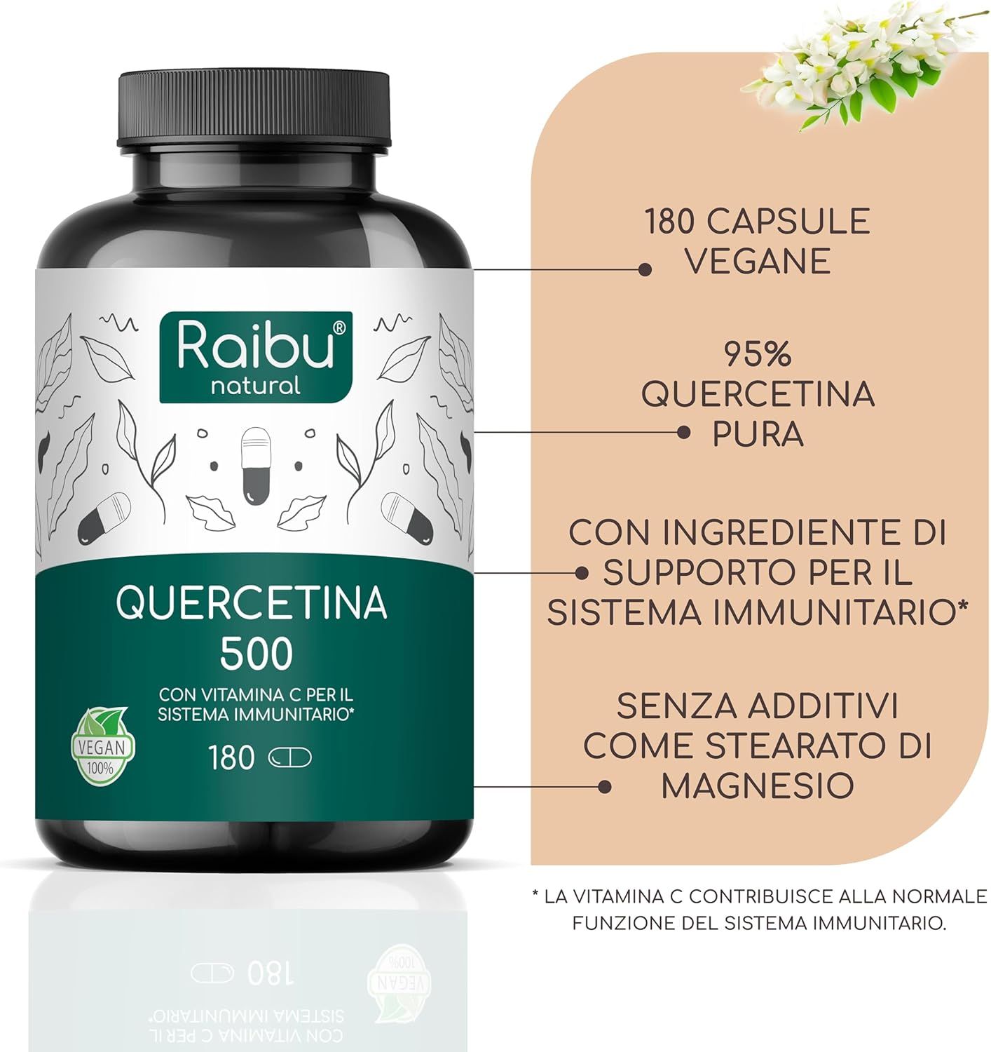 Quercetina Capsule 500mg Alto Dosaggio - RAIBU